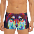 Colorful Siberian Husky Print Men's Short Boxer Briefs
