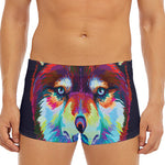 Colorful Siberian Husky Print Men's Short Boxer Briefs