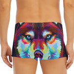 Colorful Siberian Husky Print Men's Short Boxer Briefs