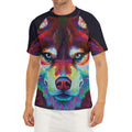 Colorful Siberian Husky Print Men's Short Sleeve Rash Guard