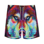 Colorful Siberian Husky Print Men's Sports Shorts