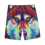 Colorful Siberian Husky Print Men's Sports Shorts