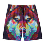 Colorful Siberian Husky Print Men's Swim Trunks