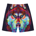 Colorful Siberian Husky Print Men's Swim Trunks