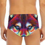 Colorful Siberian Husky Print Men's Triangle Swim Briefs