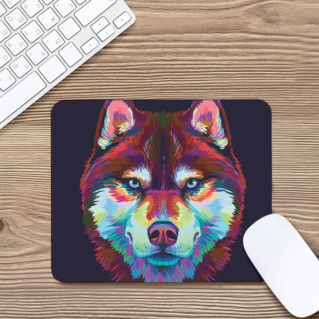 Colorful Siberian Husky Print Mouse Pad