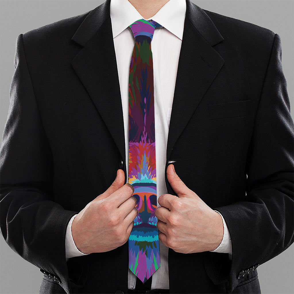 Colorful Siberian Husky Print Necktie