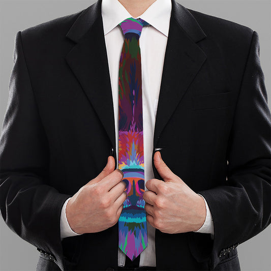 Colorful Siberian Husky Print Necktie