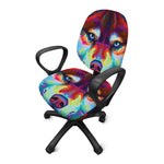 Colorful Siberian Husky Print Office Chair Cover
