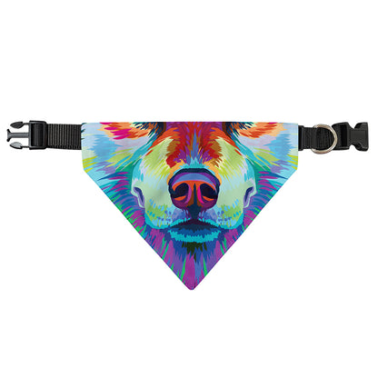 Colorful Siberian Husky Print Over The Collar Dog Bandana