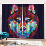 Colorful Siberian Husky Print Pencil Pleat Curtains