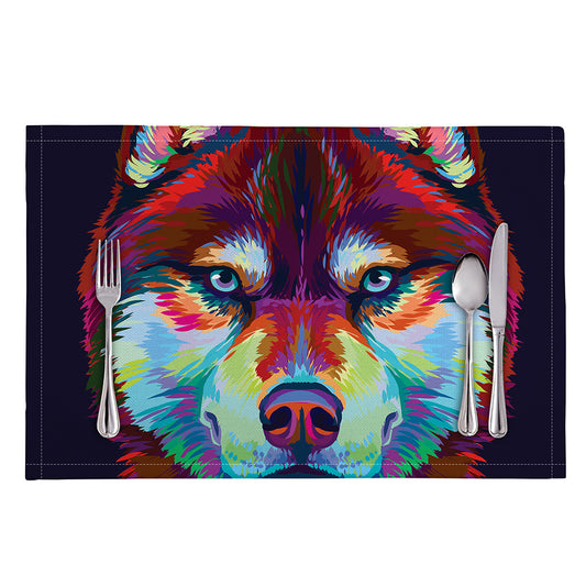 Colorful Siberian Husky Print Placemat