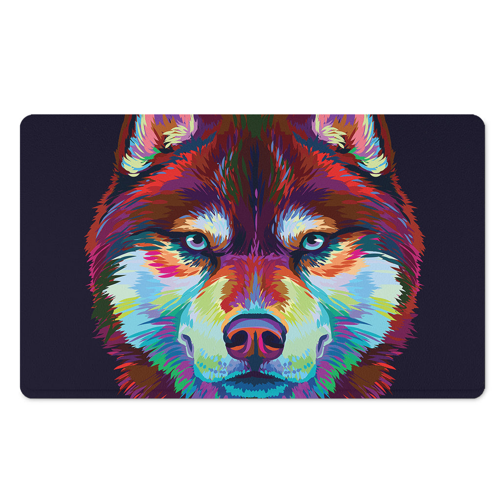 Colorful Siberian Husky Print Polyester Doormat