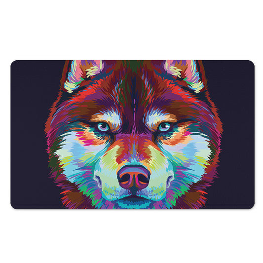 Colorful Siberian Husky Print Polyester Doormat
