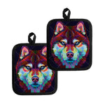 Colorful Siberian Husky Print Pot Holders