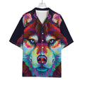 Colorful Siberian Husky Print Rayon Hawaiian Shirt