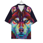 Colorful Siberian Husky Print Rayon Hawaiian Shirt