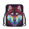 Colorful Siberian Husky Print Rectangular Crossbody Bag