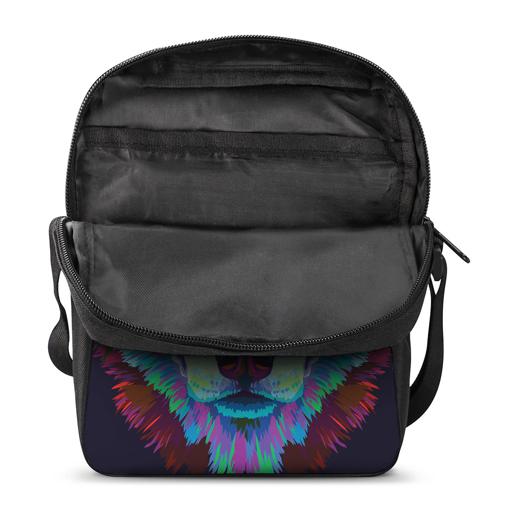 Colorful Siberian Husky Print Rectangular Crossbody Bag