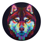 Colorful Siberian Husky Print Round Blanket