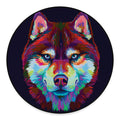 Colorful Siberian Husky Print Round Floor Mat