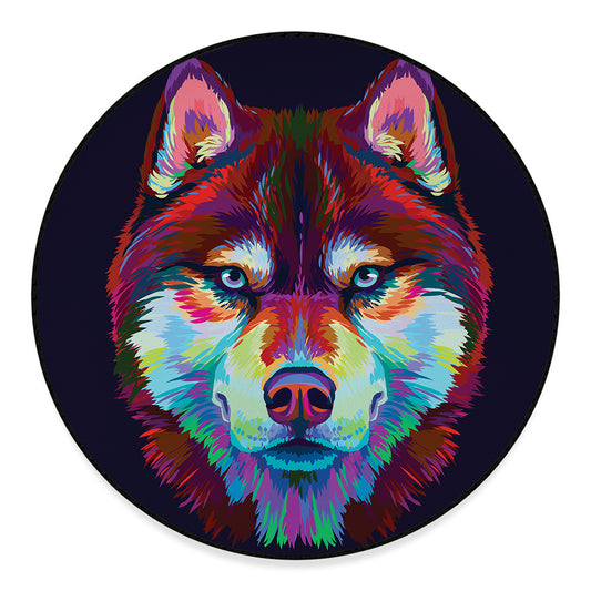 Colorful Siberian Husky Print Round Floor Mat