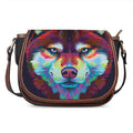 Colorful Siberian Husky Print Saddle Bag