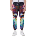 Colorful Siberian Husky Print Scuba Joggers