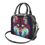 Colorful Siberian Husky Print Shoulder Handbag