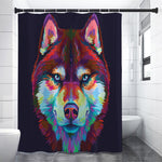 Colorful Siberian Husky Print Shower Curtain