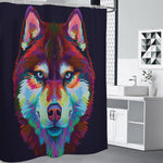 Colorful Siberian Husky Print Shower Curtain