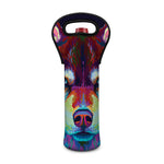 Colorful Siberian Husky Print Single Neoprene Wine Tote