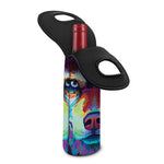 Colorful Siberian Husky Print Single Neoprene Wine Tote