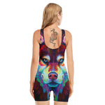 Colorful Siberian Husky Print Sleeveless One Piece Swimsuit