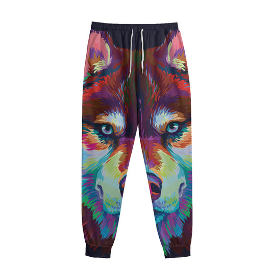 Colorful Siberian Husky Print Sweatpants