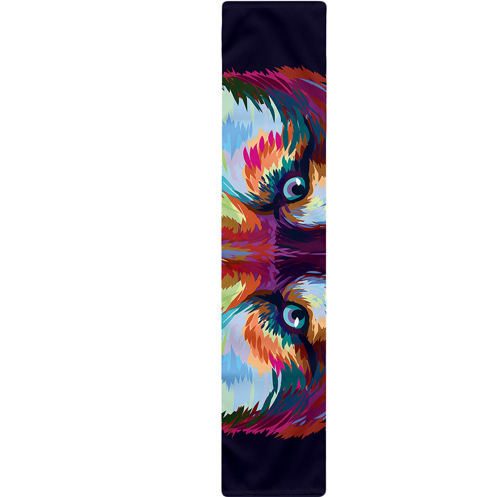 Colorful Siberian Husky Print Table Runner