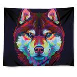 Colorful Siberian Husky Print Tapestry