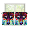 Colorful Siberian Husky Print Tier Curtains