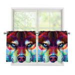 Colorful Siberian Husky Print Tier Curtains