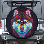 Colorful Siberian Husky Print Tire Cover With Camera Hole