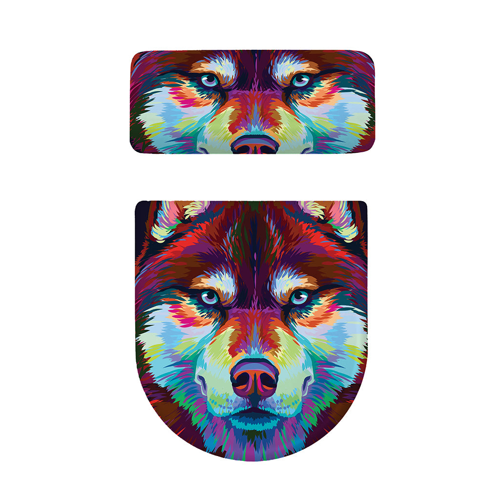 Colorful Siberian Husky Print Toilet Lid And Tank Cover Set