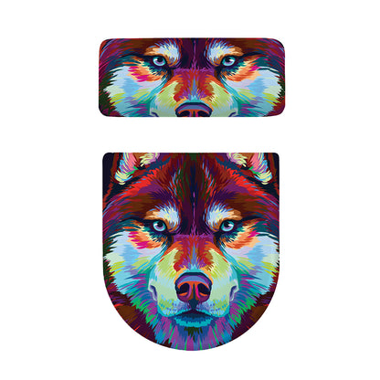 Colorful Siberian Husky Print Toilet Lid And Tank Cover Set