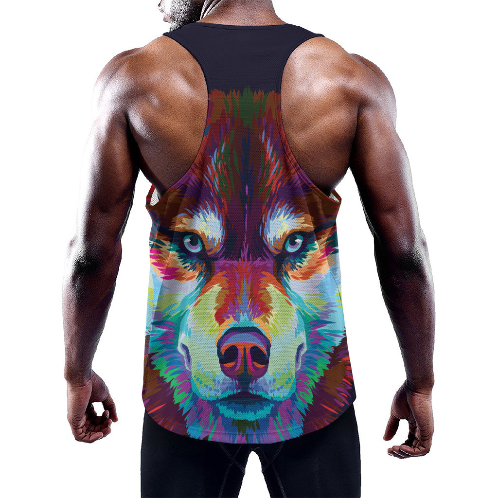 Colorful Siberian Husky Print Training Tank Top