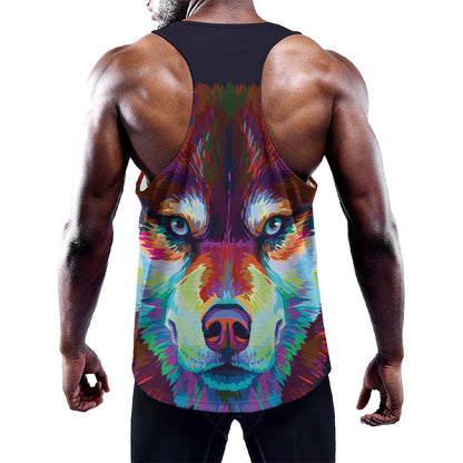 Colorful Siberian Husky Print Training Tank Top
