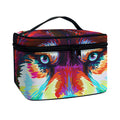 Colorful Siberian Husky Print Travel Makeup Bag