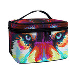 Colorful Siberian Husky Print Travel Makeup Bag
