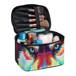 Colorful Siberian Husky Print Travel Makeup Bag