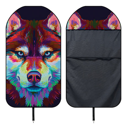 Colorful Siberian Husky Print Waterproof Car Seat Cover