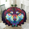 Colorful Siberian Husky Print Waterproof Round Tablecloth