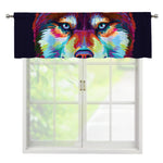Colorful Siberian Husky Print Window Valance